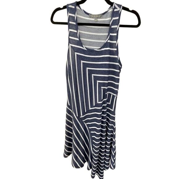 FINN & CLOVER Abstract Nautical Blue & White Tank Dress Juniors Size Large - Picture 3 of 6